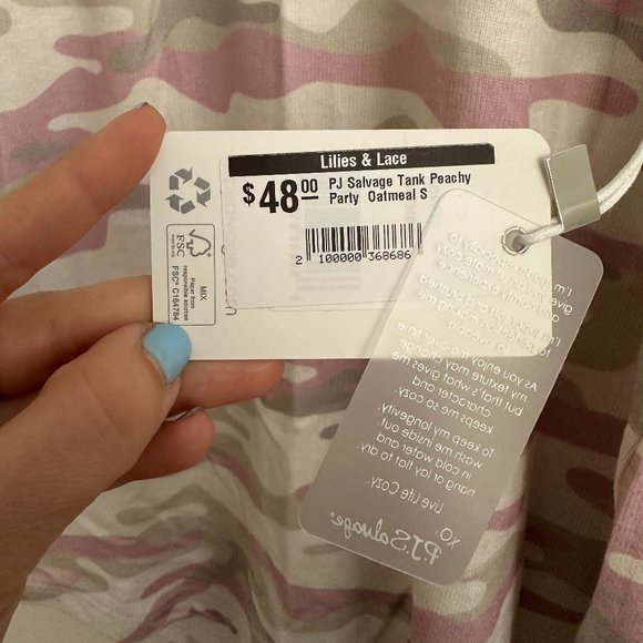 NWT PJ Salvage Women's Loungewear Peachy Oatmeal Party Tank Small - Picture 3 of 6